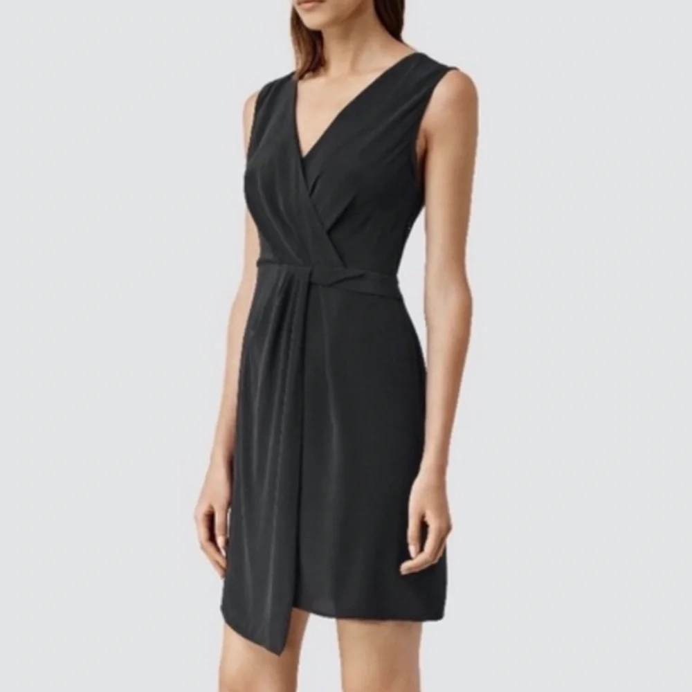 All Saints Black Silk Dress size 0 - Picture 1 of 9
